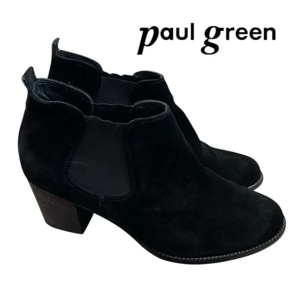 Paul Green Women's Black Suede Leather Ankle Boots Booties 7.5